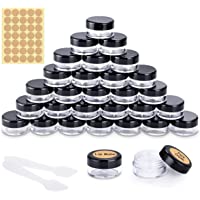 30 Piezas Tarros de Plástico- Contenedores Cosmético de Viaje Envases de Vacío Transparente con Mini espátulas y…